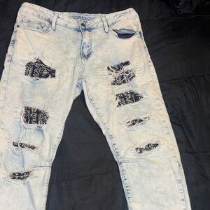 Rue21 Men's Light Blue Distressed Skinny Jeans